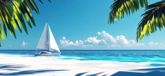 美丽的漂在水上的帆船