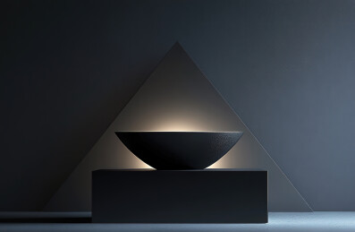 灰色背景下桌子上的空盘子