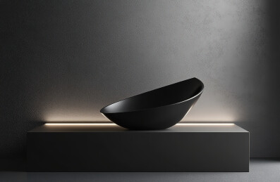 灰色背景下桌子上的空盘子