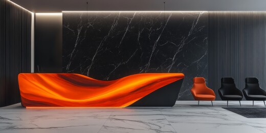 火焰纹理的现代接待台