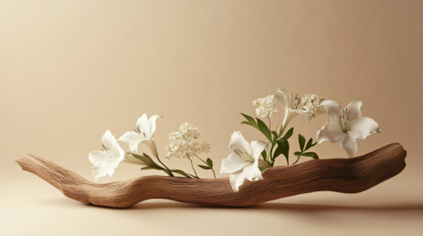 枯木与花产品展示背景