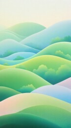 梦幻质感绿色的山丘