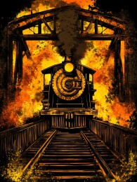 夕阳下的蒸汽火车