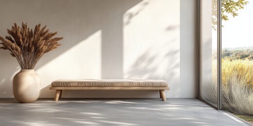 窗边光影下的干花摆件