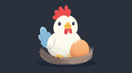 母鸡与蛋的温馨守护