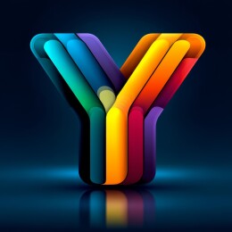 彩虹色字母Y立体设计