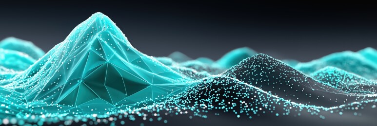 蓝绿色低多边形山脉