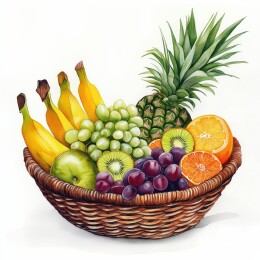 装满水果的编织篮子