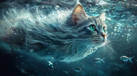 水下滑行的猫