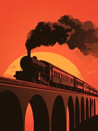 夕阳下的蒸汽火车