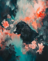 花丛中卷毛狗
