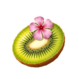 猕猴桃切片上的粉色花朵