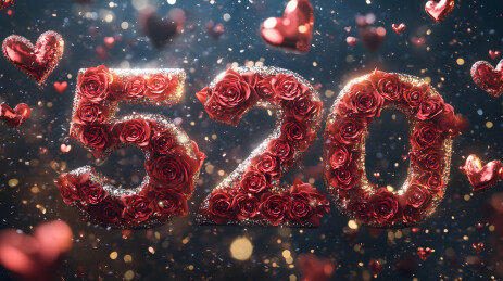 繁花环绕数字520