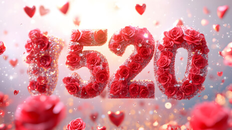 繁花环绕数字520