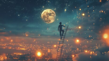 人梯登月夜景