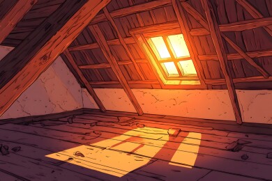 夕阳余晖中的旧阁楼