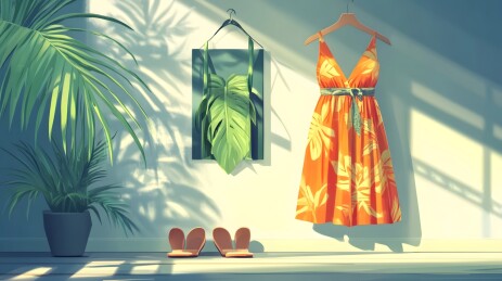 阳光下的彩色腰带与夏日服饰