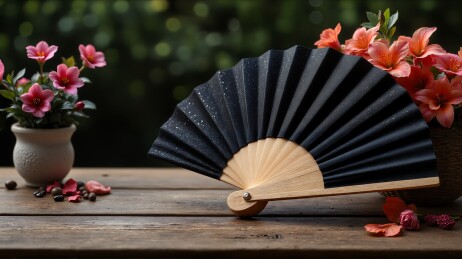 一把扇子一杯花茶