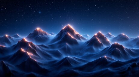 星空下的山峰