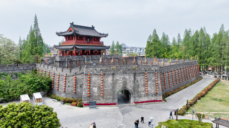 湖北荆州古城之宾阳楼航拍