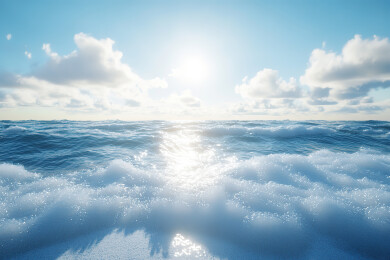 阳光透过云层的低角度视图