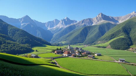 青翠山间小村庄