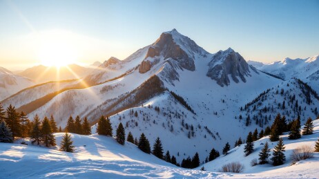 雪山森林日出
