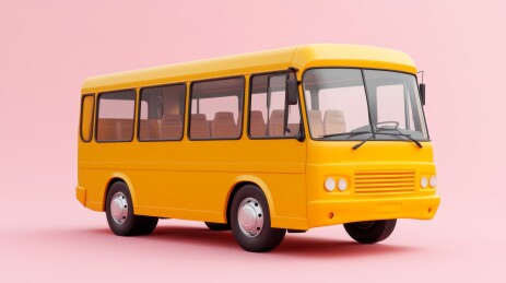 明亮黄色卡通巴士