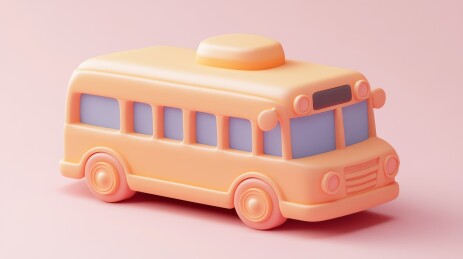 明亮黄色卡通巴士