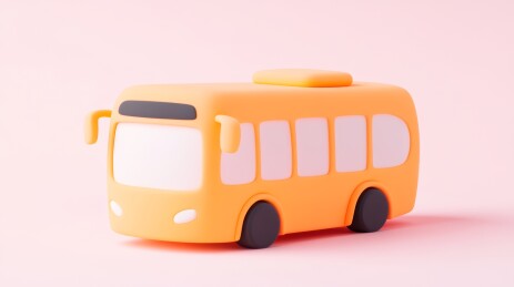 明亮黄色卡通巴士