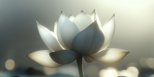 月下白莲花静谧图