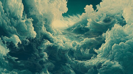 蓝金山川云海壮丽图景