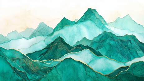 蓝金山川云海壮丽图景