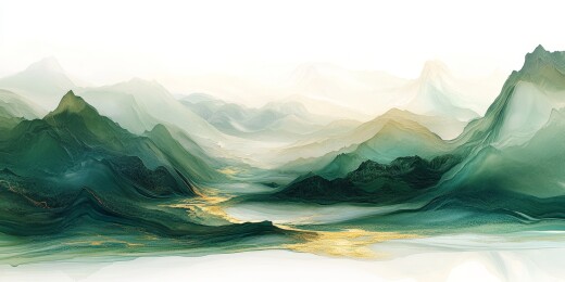 蓝金山川云海壮丽图景