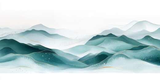 蓝金山川云海壮丽图景