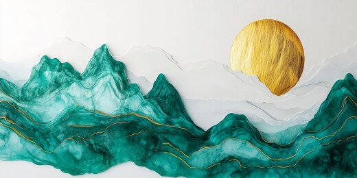 蓝金山川云海壮丽图景