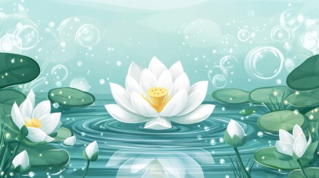 碧波睡莲清新自然景致