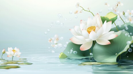 碧波睡莲清新自然景致