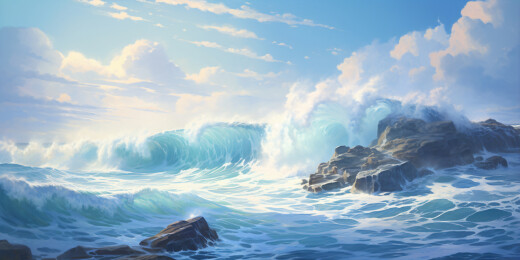 壮美海岸的汹涌海浪