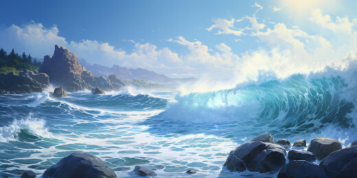 壮美海岸的汹涌海浪