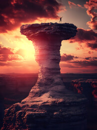 日落时分的独自徒步旅行者