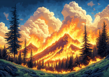 燃烧的森林大火插画