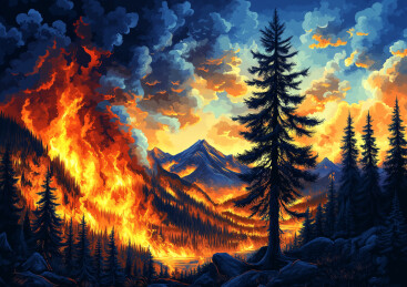 燃烧的森林大火插画