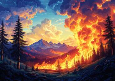 燃烧的森林大火插画