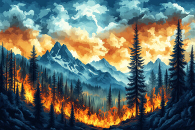 燃烧的森林大火插画