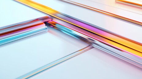 白底抽象科技荧光色线条几何体3D立体插画