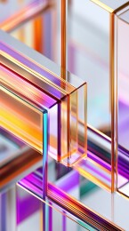 白底抽象科技荧光色线条几何体3D立体插画