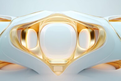 抽象科技感白底金色线条几何体3D立体背景