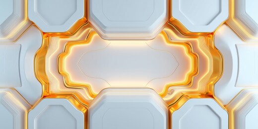 抽象科技感白底金色线条几何体3D立体背景