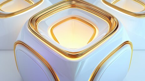 抽象科技感白底金色线条几何体3D立体背景
